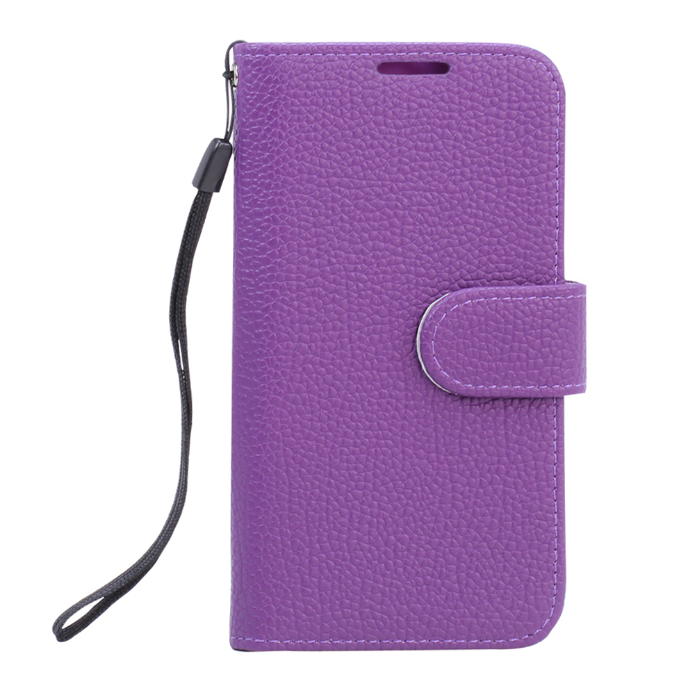 Samsung Galaxy S6 Classic Flip Leather WALLET Case with Strap (Purple)